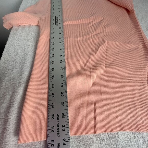 Ann Taylor Factory Womens Ribbed Knit Top Large Pink Short Sleeve Pullover New - Picture 7 of 9